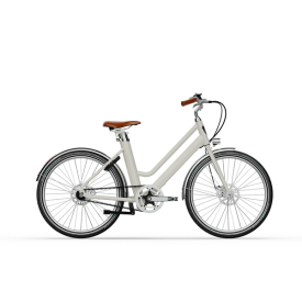 Vélo électrique Bellecour de Voltaire couleur crème : performance et confort exceptionnels. Moteur puissant, autonomie de 70 km, freins hydrauliques. Idéal pour vos déplacements urbains. Disponible chez Velorepar.